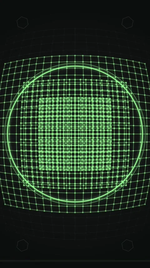Abstract Green Grid Cube in Digital Sphere, Futuristic Technology Concept Stock Footage 347697534