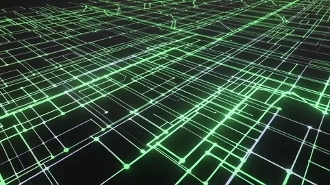 Abstract green grid lines on a dark background Stock Footage 317888357