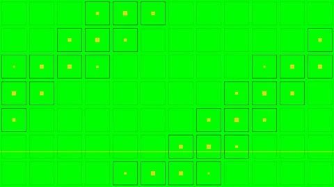Abstract green grid pattern with small yellow square highlights throughout Stock Footage 341839652
