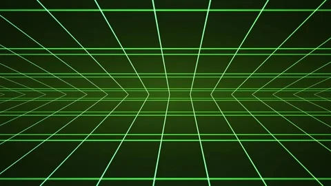 Abstract Green Grid Perspective with Wavy Lines and Futuristic Digital Tunn.. Stock Footage 334486356