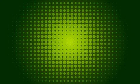 Abstract green halftone background with central light burst. Stock Illustration