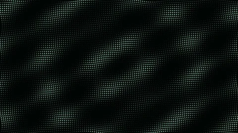 Abstract green halftone dot wave undulating on black background Stock Footage 335875201
