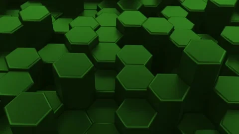 Abstract Green hexagon. 3D animation of a Green hexagons rising up and down. Stock Footage 207478993