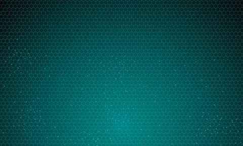 Abstract green hexagon pattern background with particles technology futuristic. Stock Illustration