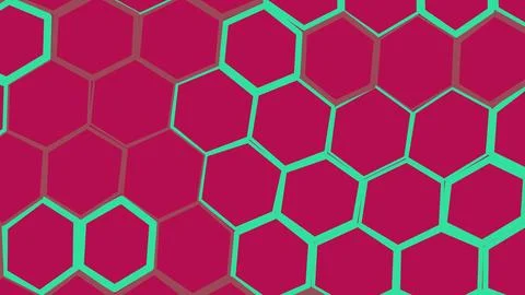 Abstract green hexagon pattern on a dark red background Stock Illustration