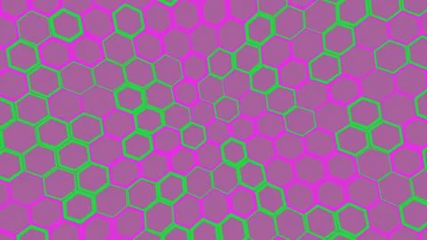 Abstract green hexagon pattern on purple background 스톡 일러스트