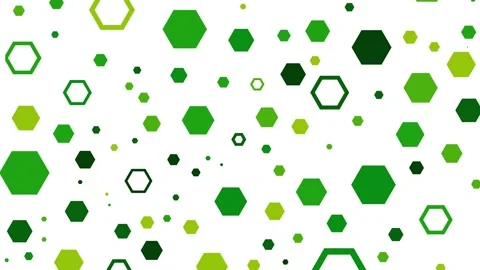 Abstract Green Hexagon Pattern Random Scaling 4K Loop White Stock Footage 338277124