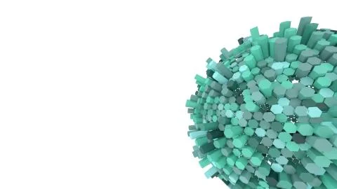 Abstract green hexagon sphere.3d render.wallpaper.micro space Stock Illustration