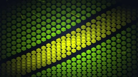 Abstract Green Hexagonal Grid Pattern with Glowing Lines and Particles Stock Footage 348423431