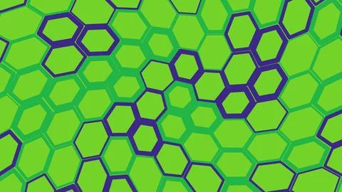 Abstract green honeycomb pattern with purple outlines Stockillustratie