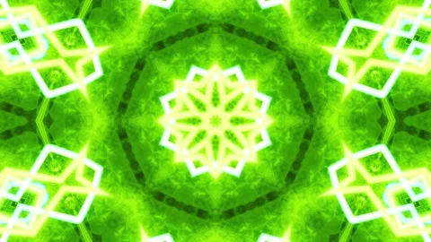 Abstract Green Kaleidoscope Patterns. 4K Geometric Animation Background Stock Footage 139811224