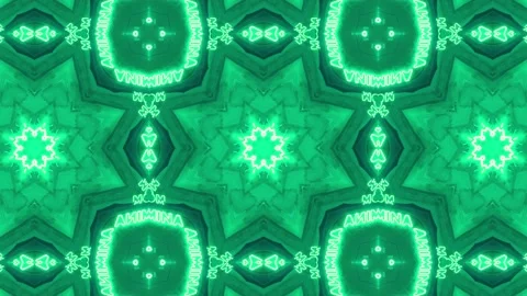 Abstract Green Kaleidoscope Sequence Patterns. 4K Animation Background. Stock Footage 143988488