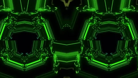 Abstract Green Kaleidoscopic Pattern: Digital Art Stock Footage 310789999