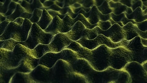 Abstract green landscape with moving waves on textured surface Stock Footage 327523504