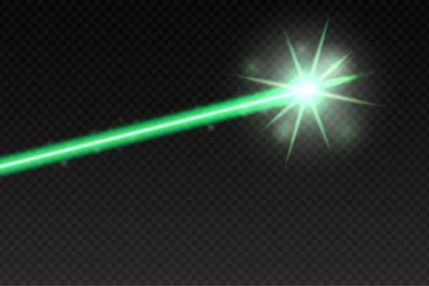 Abstract green laser beam. Magic neon light lines isolated on checkered Stock Illustration