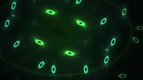 Abstract Green Laser Light Patterns Pulsing and Morphing in Dark Space. Stock Footage 341793127