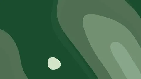 Abstract green layered shapes with smooth curves and a pale pebble-like dot o Illustrazione stock
