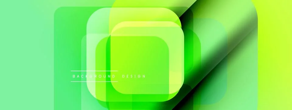 Abstract green layers create dynamic visual effect. Overlapping squares suggest Stock Illustration