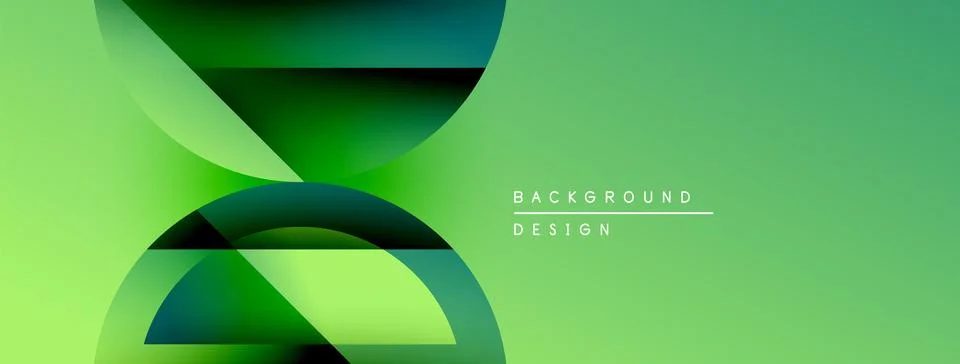 Abstract green layers create dynamic visual flow. Minimalist design with text Stock Illustration