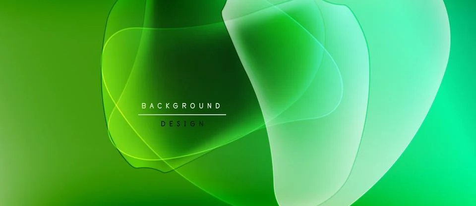Abstract green layers create dynamic visual effect. Smooth gradients, flowing Stock Illustration