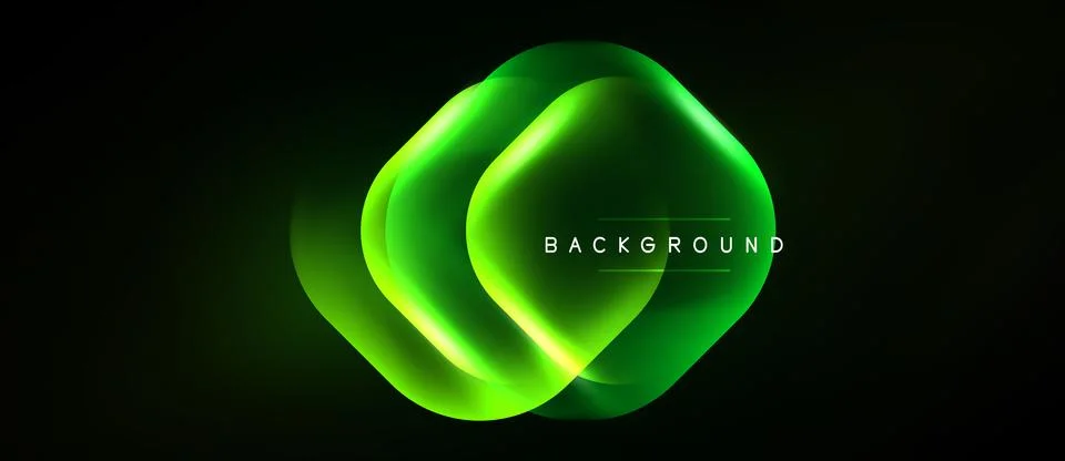 Abstract green layers create glowing geometric shape. Dark background empha.. Stock Illustration