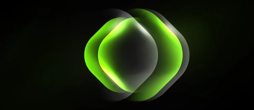 Abstract green layers create luminous diamond shape. Soft glow emanates from Stock Illustration