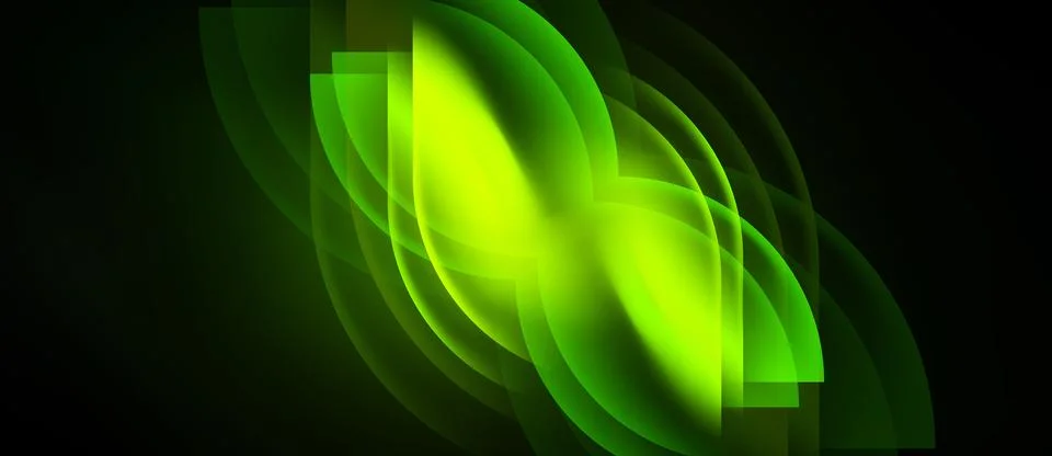 Abstract green layers create luminous, flowing design. Soft gradients suggest Stock Illustration