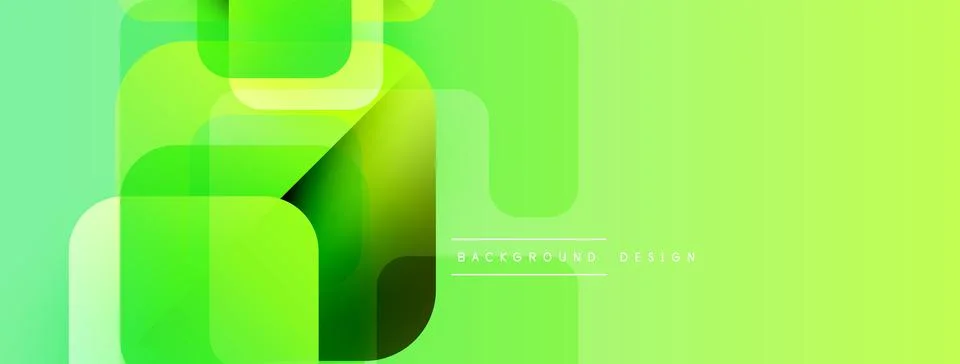 Abstract green layers overlap, creating dynamic visual effect. Smooth gradien イラスト素材