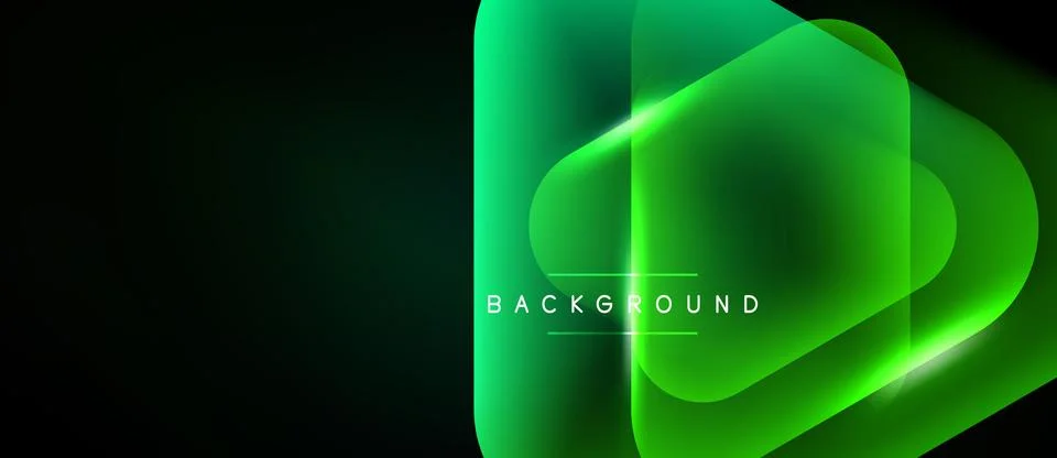 Abstract green layers overlap, creating luminous effect. Text reads BACKGROUN 库存插图