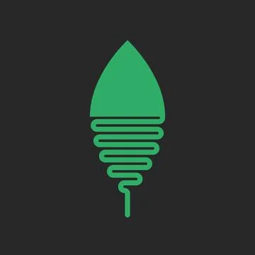 Abstract green leaf and dynamic spiral flowing lines combining eco and tech.. Stock Illustration