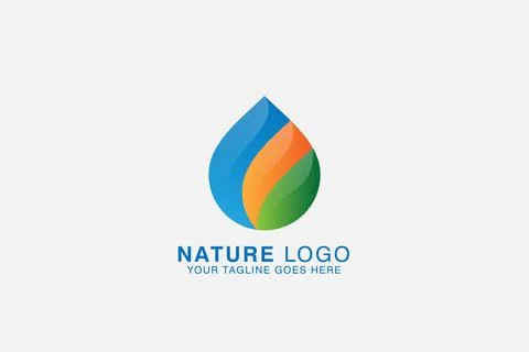 Abstract green leaf and water drop usable for nature logo design vector ill.. Stock Illustration