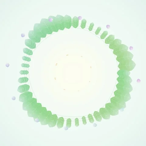 Abstract Green Leaf Circle Frame with Floating Petals, Nature and Health Co.. Stock Footage 346282591