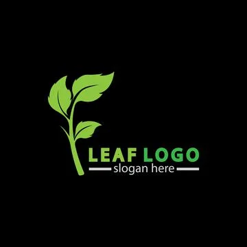 Abstract green leaf logo icon vector design isolated on black background. Lan Stock Illustration