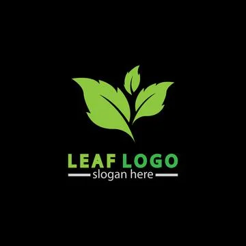Abstract green leaf logo icon vector design isolated on black background. Lan Stock Illustration