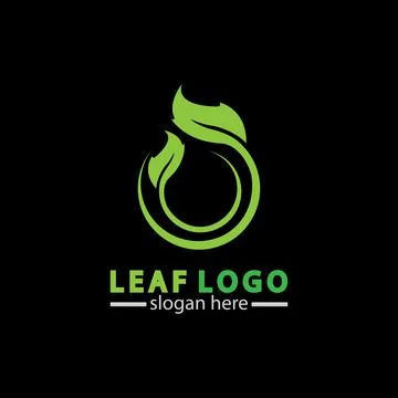 Abstract green leaf logo icon vector design isolated on black background. Lan Stock Illustration