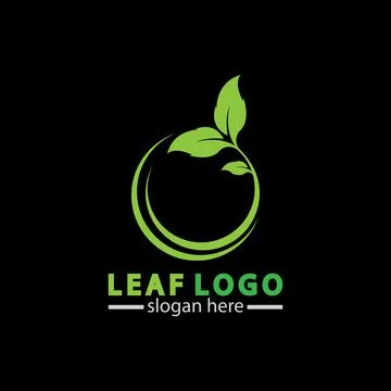 Abstract green leaf logo icon vector design isolated on black background. Lan Stock Illustration