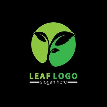 Abstract green leaf logo icon vector design isolated on black background. Lan Stock Illustration