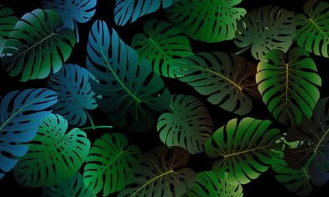 Abstract green leaf nature texture, jungle leaf seamless floral pattern Stock Illustration