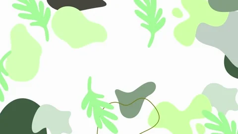 Abstract green leaf pattern with flowing curvy shapes on white background Stock Footage 324832525