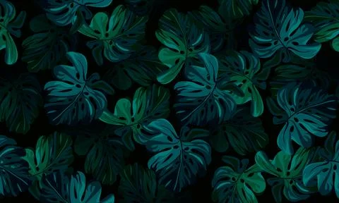 Abstract green leaf texture, jungle leaf seamless floral pattern background. Illustrazione stock