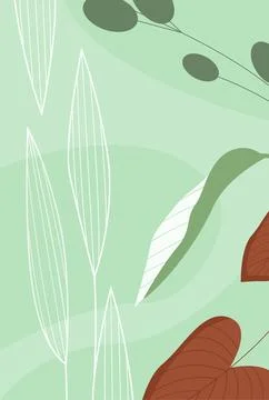 Abstract green leafy pattern with plants, leaves of different textures, shapes Stock Illustration