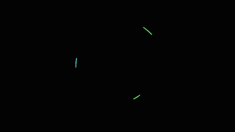 Abstract green light arcs forming circles on black background with subtle m.. Video stock 342507206