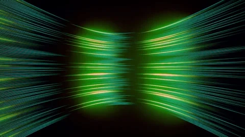 Abstract green light beams flying through dark space Stock-Footage 332707944