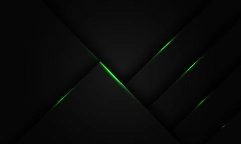 Abstract green light black shadow line geometric on dark grey metallic Stock Illustration
