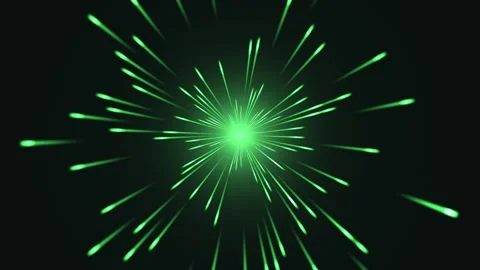 Abstract green light burst with radial lines in dark Stock Footage 338277162