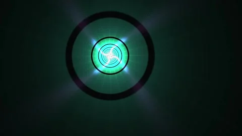 Abstract Green Light Circle with Radial Rays on Dark Background. Stock Footage 333916360