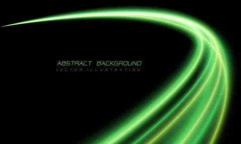Abstract green light fast speed curve on black design modern luxury future Illustrazione stock