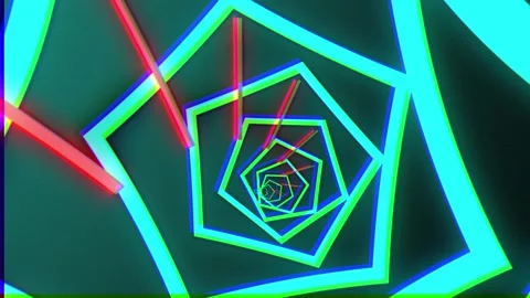 Abstract green light Infinite Loopable Tunnel Colorful Background Stock Footage 301970104