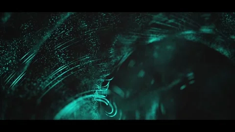Abstract green light patterns and flowing energy in dark space. Video stock 320464374