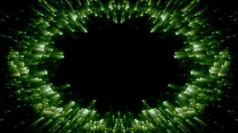 Abstract Green Light Rays on Black Background Video stock 289117479